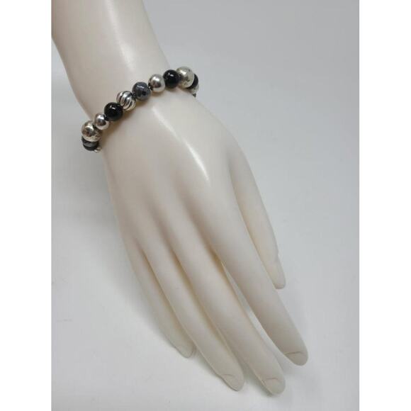David Yurman Sterling Silver Onyx Hematine Beaded bracelet - Picture 5 of 10